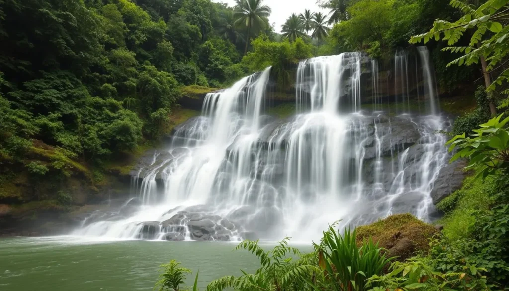 Richhang Waterfall in Khagrachari Hills during monsoon season with rushing water
