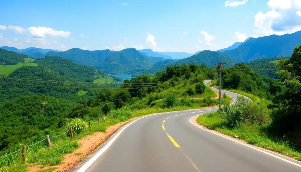Road journey to Kaptai National Park showing scenic hills and forests along the route Road journey to Kaptai National Park showing scenic hills and forests along the route