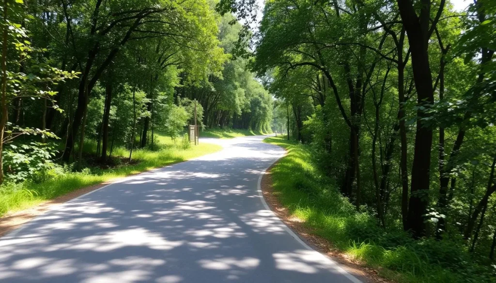 Road leading to the entrance of Baroiyadhala National Park with forest on both sides