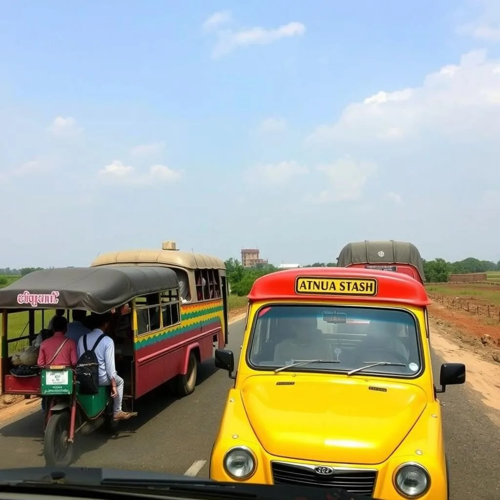 Road transportation options to Gaur Bangladesh including buses and taxis