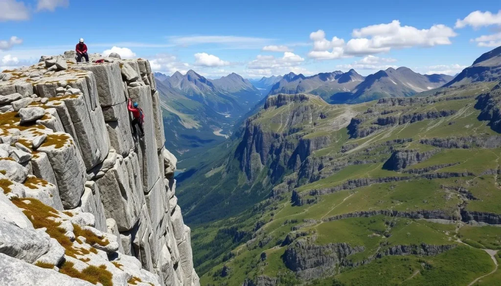 Rock climbing in Kjolen National Park, Norway