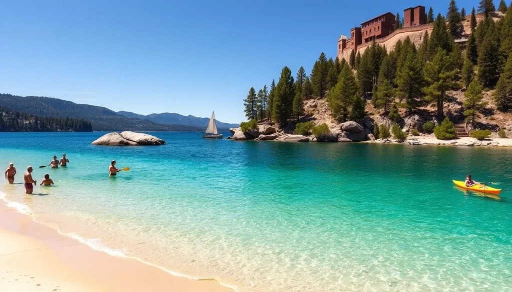 Rubicon Bay in summer with crystal clear turquoise waters and sandy beach Rubicon Bay in summer with crystal clear turquoise waters and sandy beach