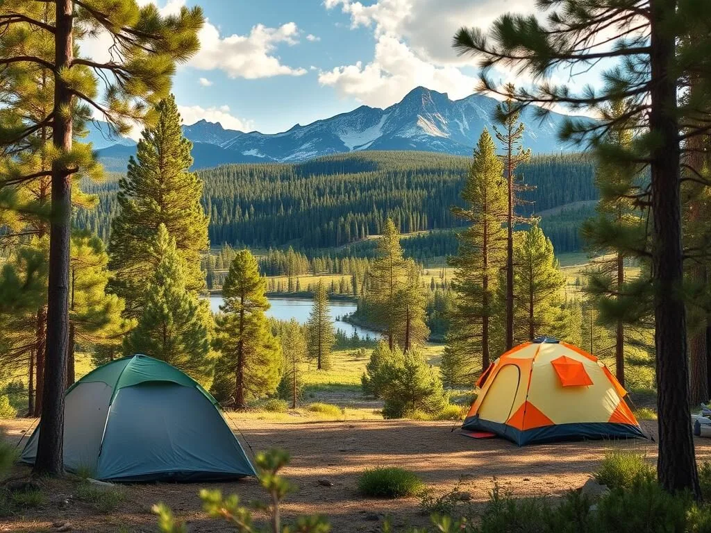 Scenic campsite on the Grand Mesa near Powderhorn Mountain during summer