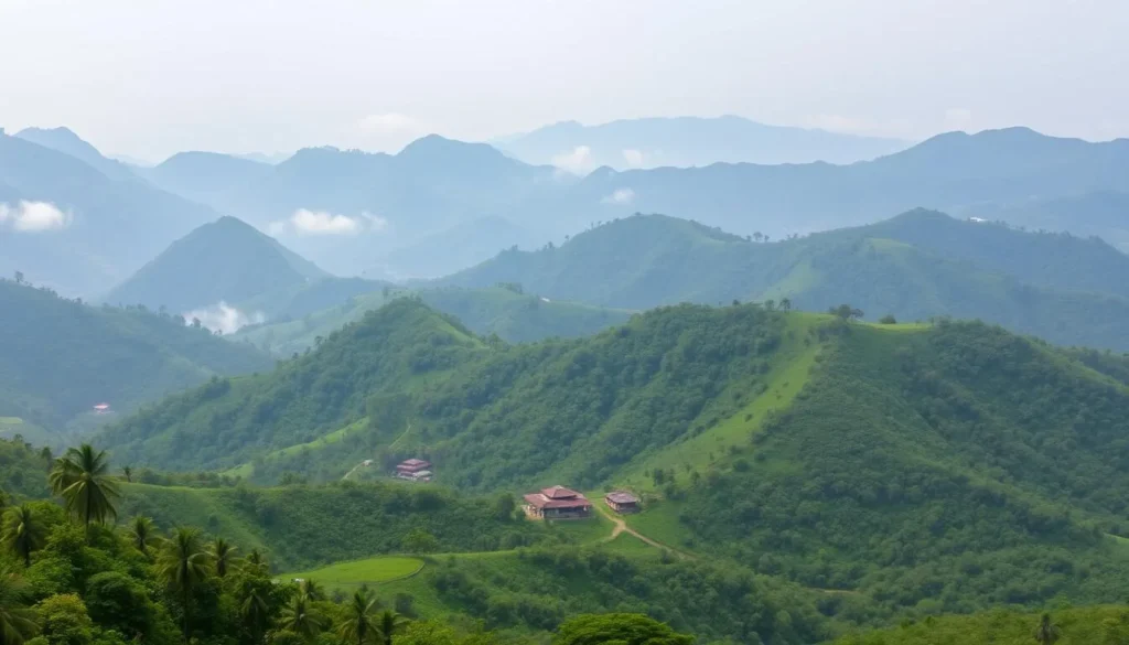Scenic hills of Bandarban with tribal villages and lush forests