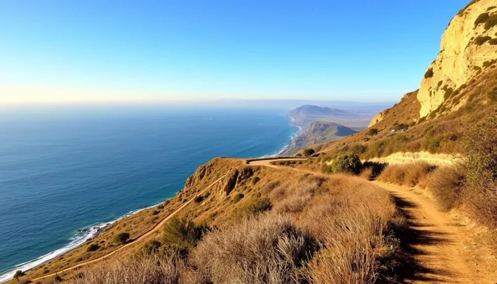 Scenic view of Palos Verdes Peninsula coastline from a hiking trail