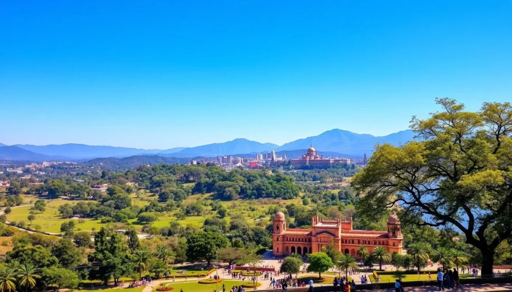 Scenic view of Pune during winter season with clear blue skies and pleasant weather Scenic view of Pune during winter season with clear blue skies and pleasant weather