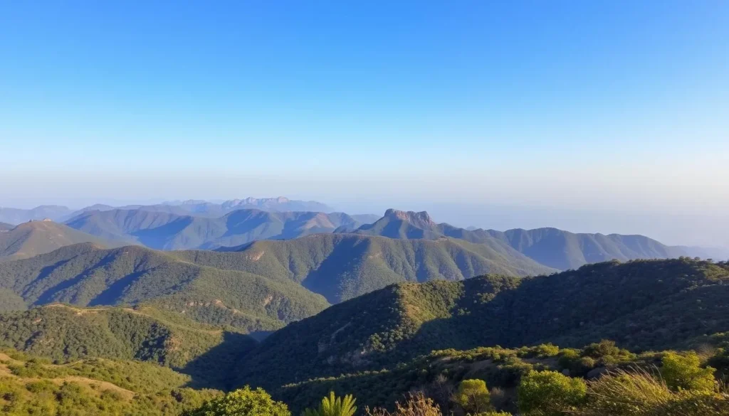 Seasonal view of Dumlong Range showing clear weather during the dry season with excellent visibility
