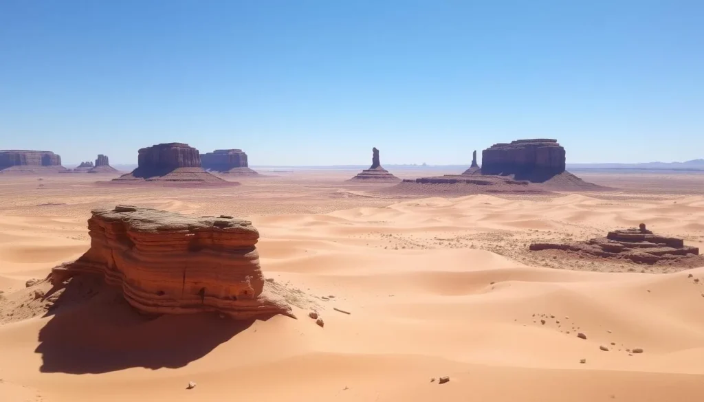 Sechura Desert landscape with sand dunes and unique rock formations