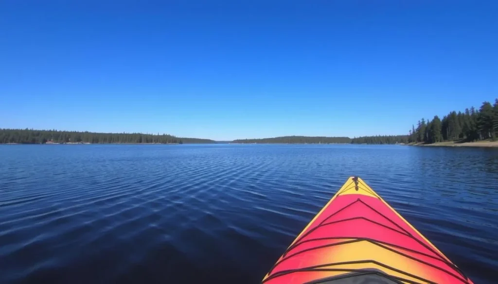 Serene Astotin Lake in Elk Island National Park, ideal for kayaking and canoeing