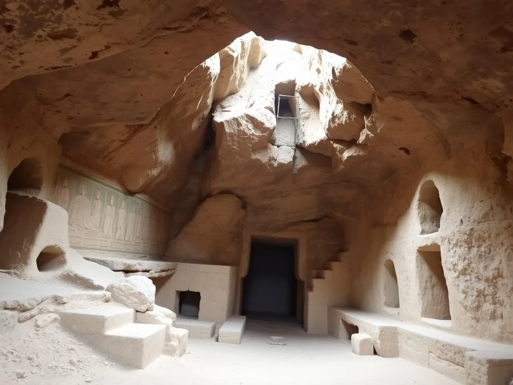 Shah Allah Ditta Caves showing ancient Buddhist murals and cave entrances