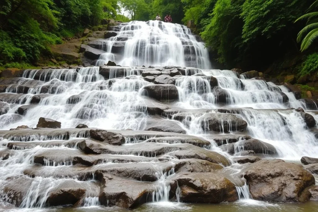 Shuvolong Waterfall near Kaptai National Park showing cascading water surrounded by lush vegetation Shuvolong Waterfall near Kaptai National Park showing cascading water surrounded by lush vegetation
