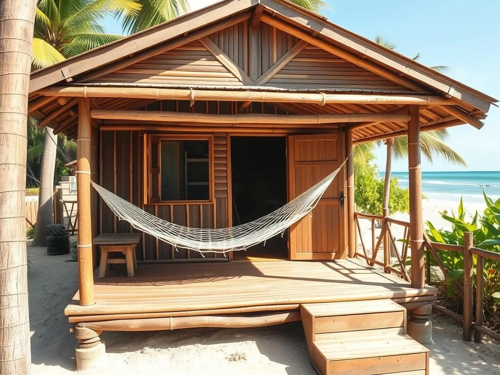 Simple beachfront cottage accommodation on Poro Island