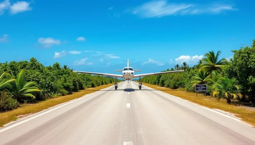 Small charter plane landing at Pamalican Island's private airstrip Small charter plane landing at Pamalican Island's private airstrip