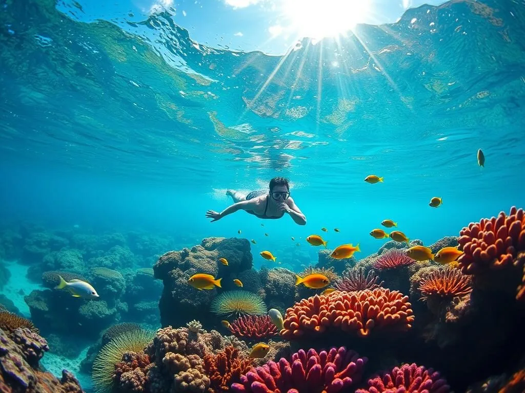 Snorkeling in coral reefs near Olango Island, Philippines