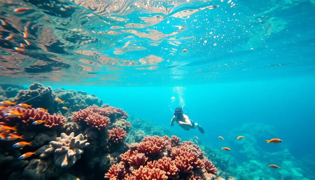 Snorkeling in the crystal clear waters surrounding Pamalican Island Snorkeling in the crystal clear waters surrounding Pamalican Island