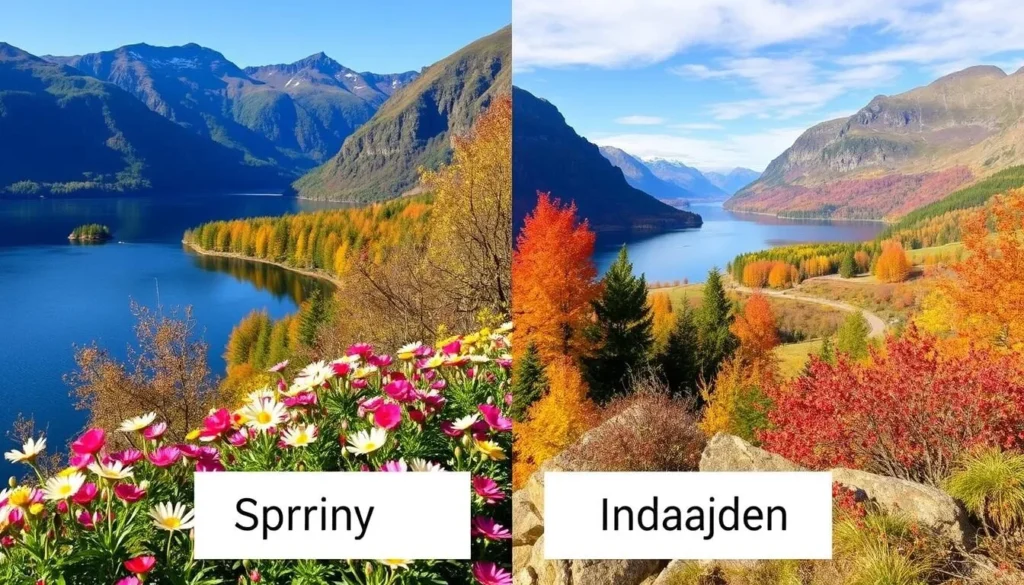 Spring and fall scenery at Lake Randsfjorden