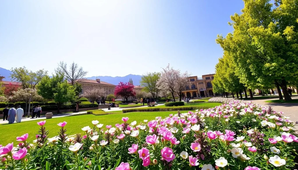 Spring season in Peshawar with blooming gardens and pleasant weather