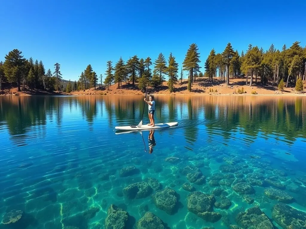 Stand-up paddleboarding on Blue Lake Mendocino County California things to do