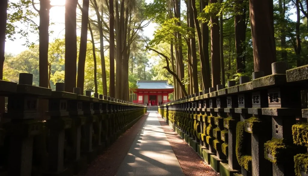 Stone lanterns lining the path to Kasuga Taisha Shrine in Nara Stone lanterns lining the path to Kasuga Taisha Shrine in Nara