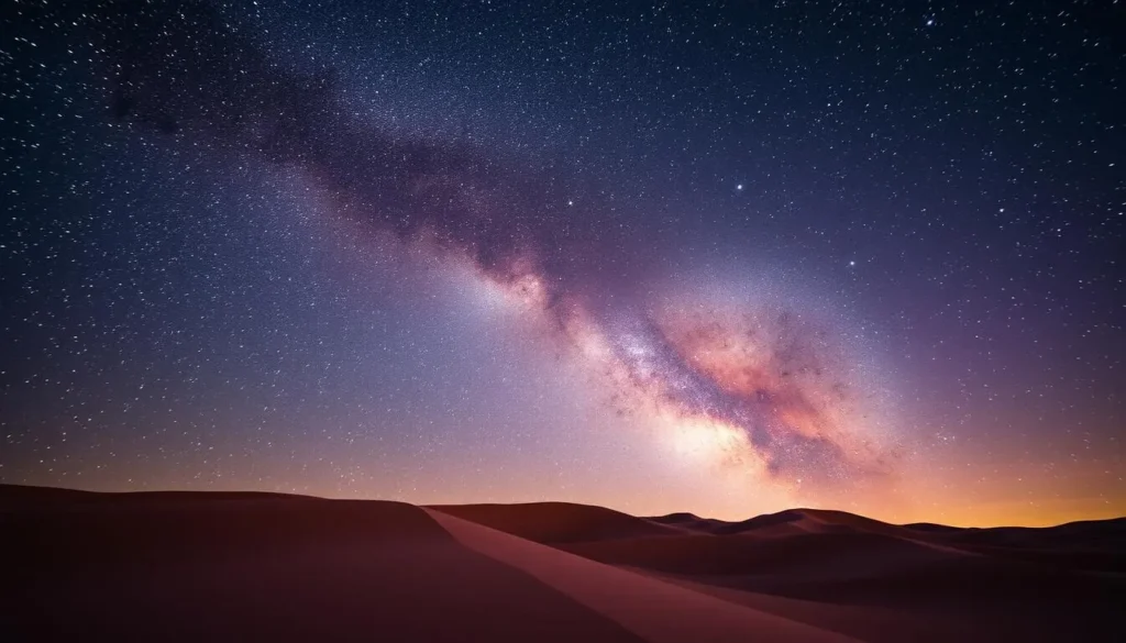 Stunning night sky with Milky Way visible over Coral Pink Sand Dunes State Park, Utah Stunning night sky with Milky Way visible over Coral Pink Sand Dunes State Park, Utah
