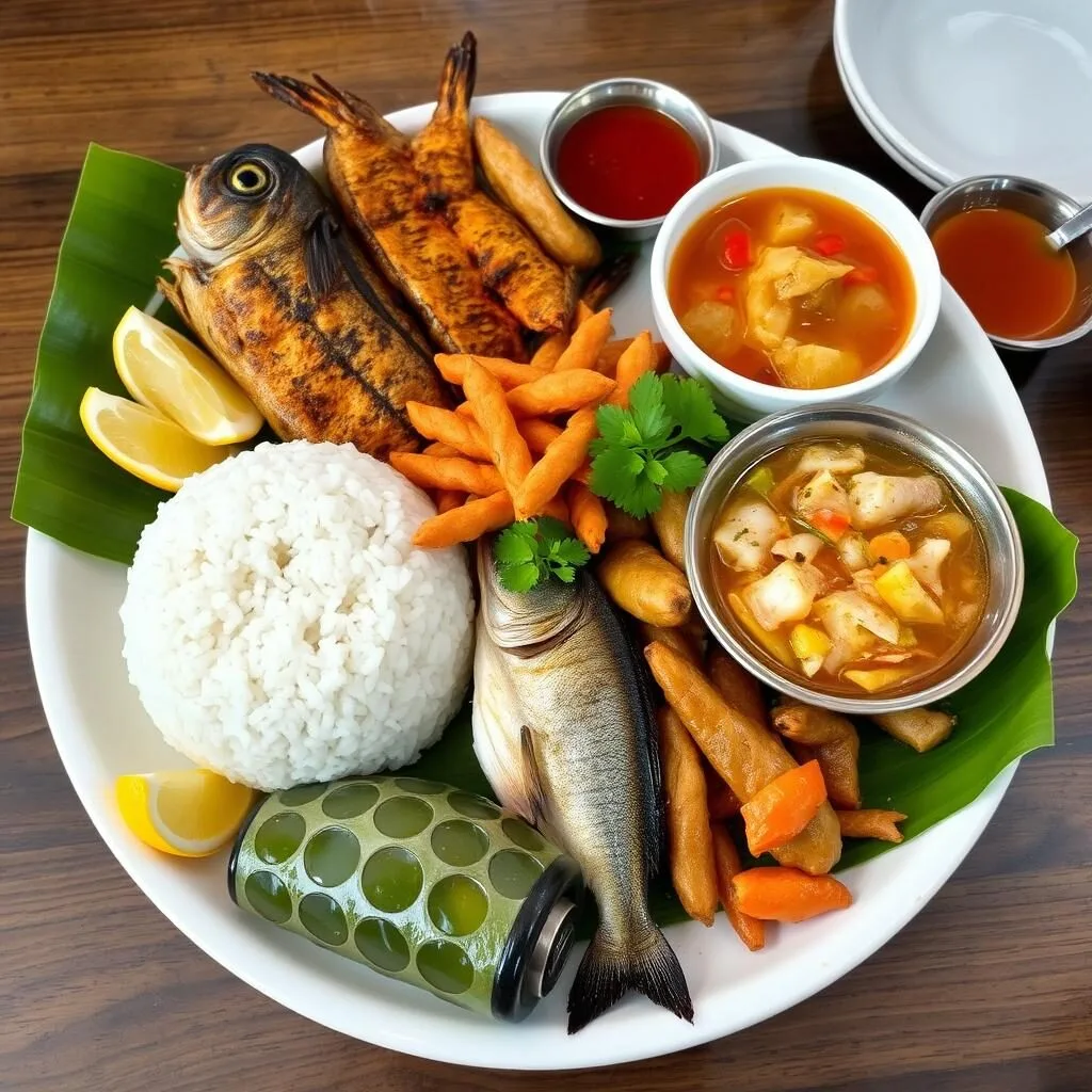 SuTuKil seafood platter with grilled fish, soup, and kinilaw SuTuKil seafood platter with grilled fish, soup, and kinilaw