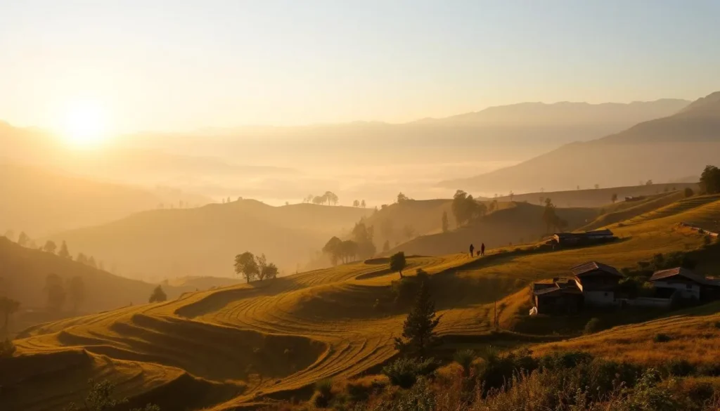 Sunrise view from Chitlang with mountains in the distance