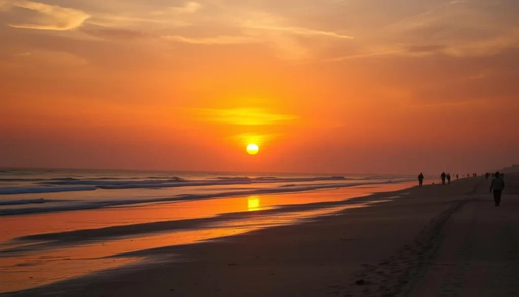 Sunset at Cox's Bazar beach during the perfect winter season with mild weather and fewer crowds