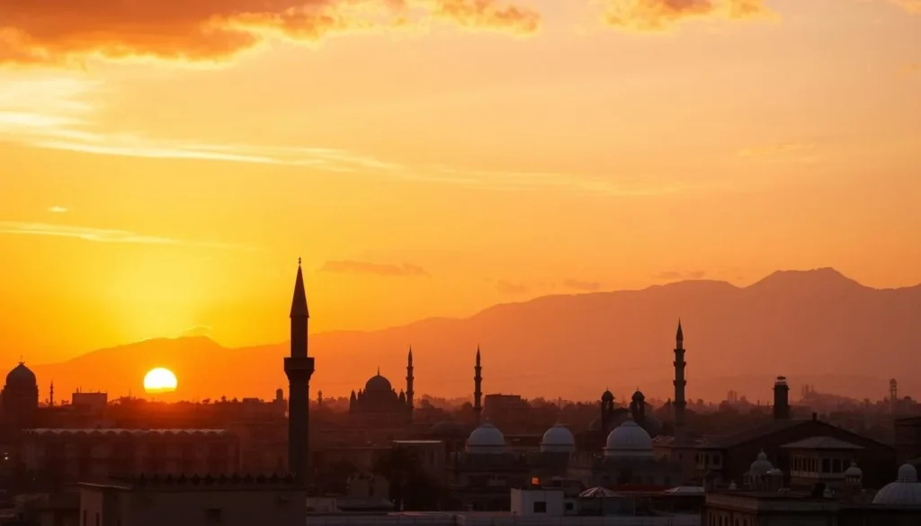 Sunset view of Rawalpindi Pakistan skyline showing the city's blend of modern and traditional architecture