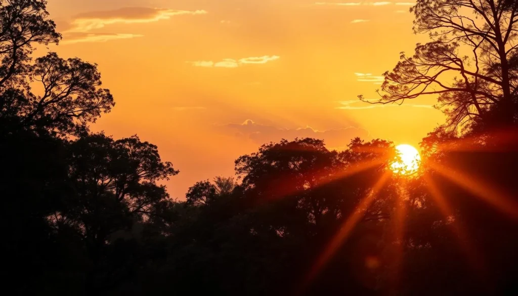 Sunset view over Kadigarh National Park showing the beauty of Bangladesh's forest ecosystem