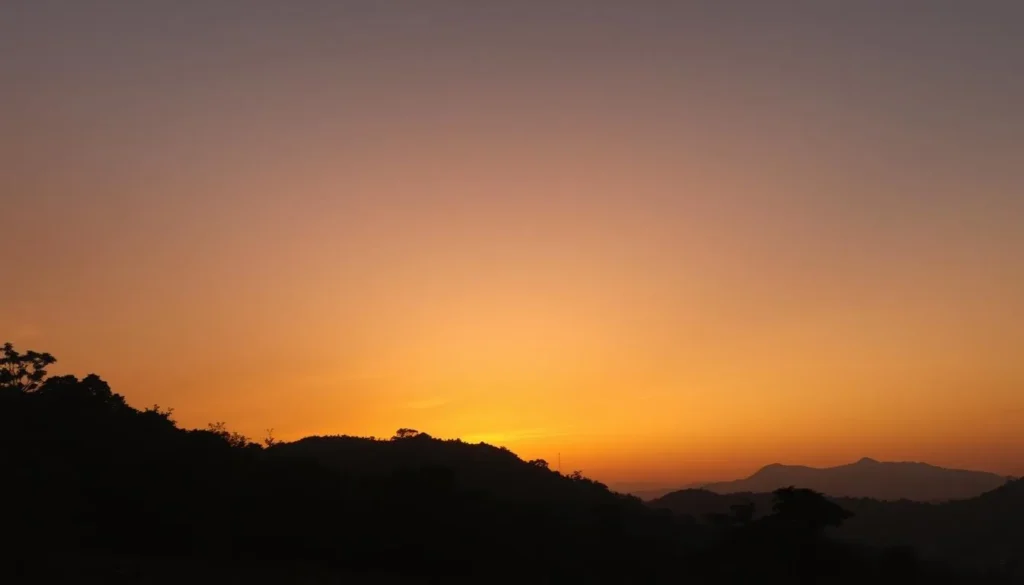 Sunset view over the forest canopy of Baroiyadhala National Park