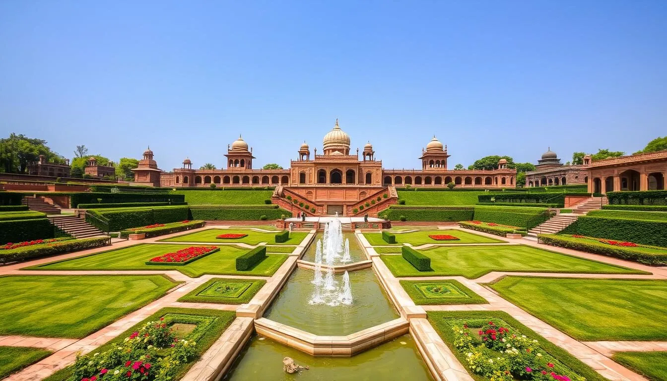 Terraced gardens and fountains at Shalimar Gardens in Lahore