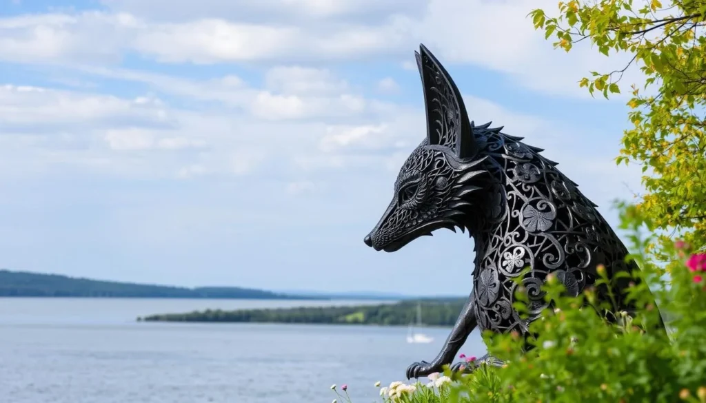 The Iron Fox sculpture near Lake Talkša in Siauliai, Lithuania