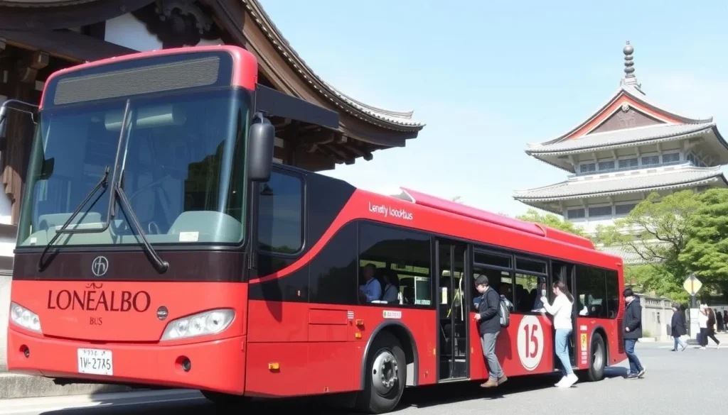 The Kanazawa Loop Bus stopping near Kenroku-en Garden entrance