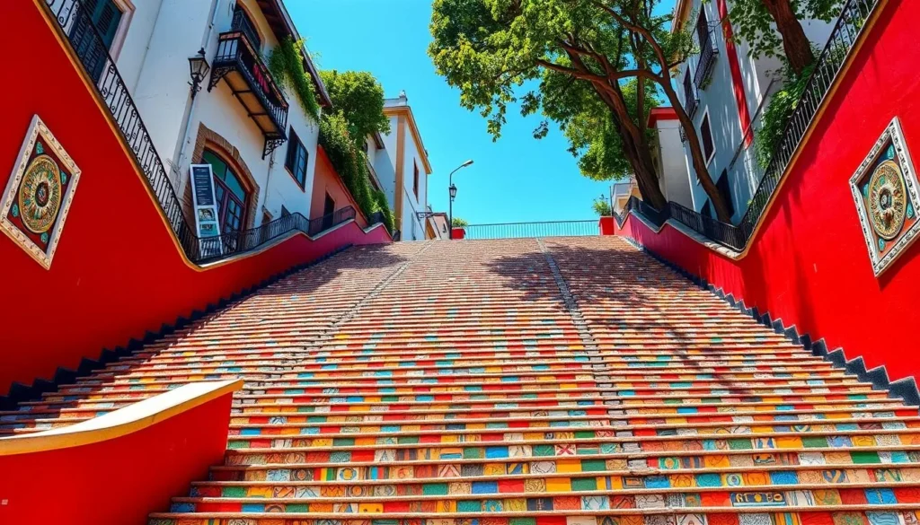The colorful Selarón Steps in Rio de Janeiro with their vibrant tile mosaics
