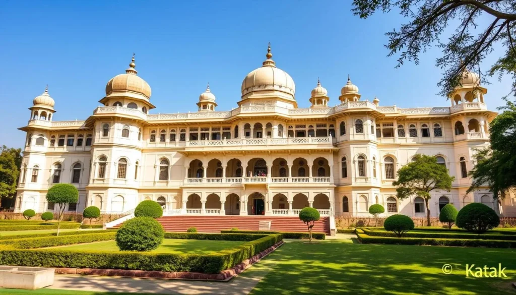 The elegant Darbar Mahal palace in Bahawalpur with its distinctive architecture and surrounding gardens