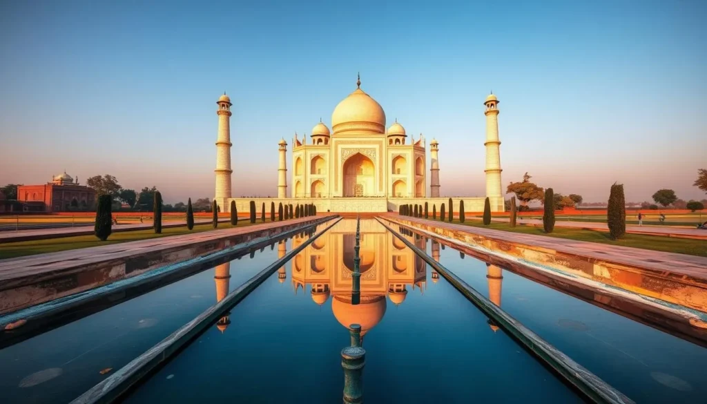 The magnificent Taj Mahal in Agra, a popular day trip from Bharatpur The magnificent Taj Mahal in Agra, a popular day trip from Bharatpur