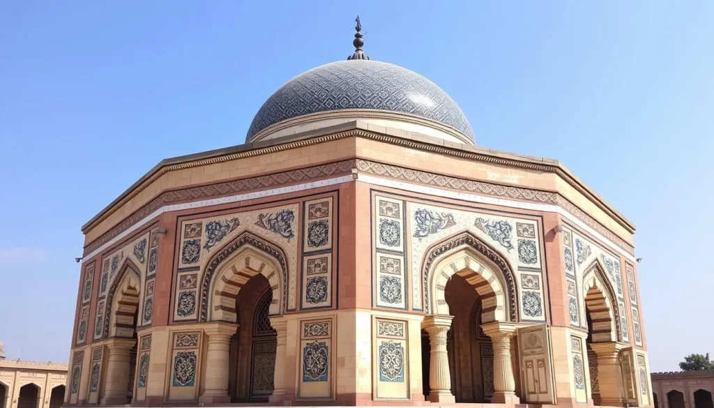 The magnificent octagonal tomb of Shah Rukn-e-Alam with its impressive dome and blue tile work The magnificent octagonal tomb of Shah Rukn-e-Alam with its impressive dome and blue tile work