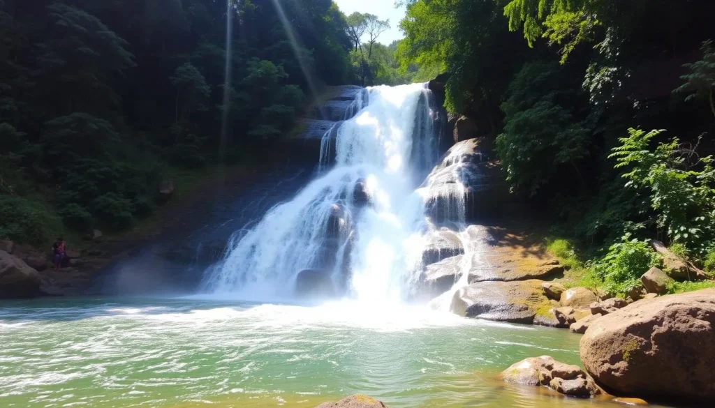 The majestic Nafakhum Waterfall in Bandarban with water cascading from a height of 25-30 feet