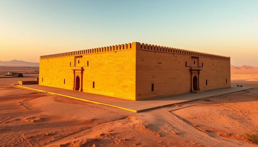 The massive Derawar Fort in the Cholistan Desert with its 40 impressive bastions visible from miles away