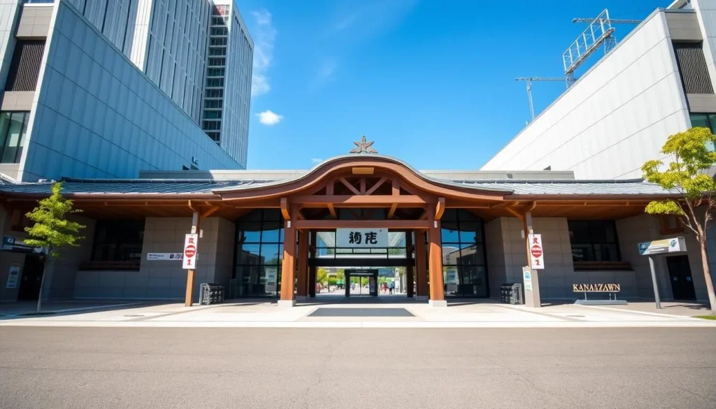 The modern architecture of Kanazawa Station with its iconic Tsuzumi Gate