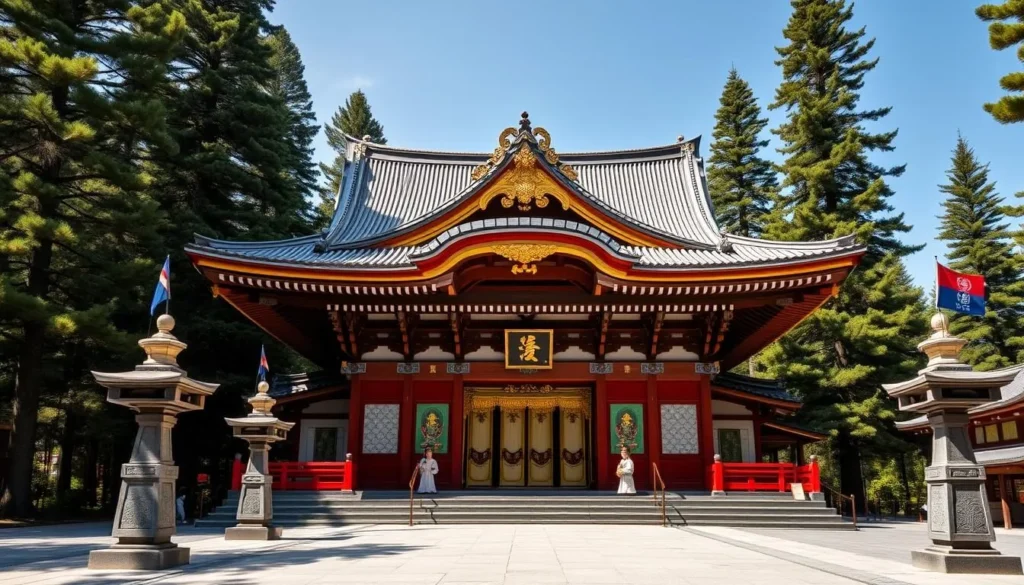 The ornate Kunozan Toshogu Shrine with traditional Japanese architecture and decorative elements The ornate Kunozan Toshogu Shrine with traditional Japanese architecture and decorative elements