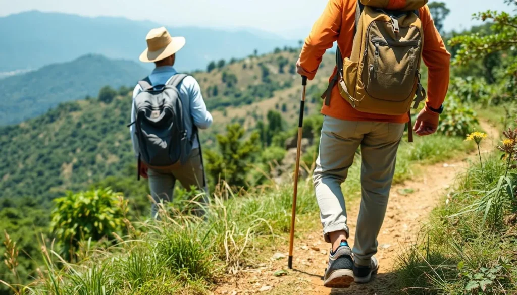 Tourist hiking in Khagrachari Hills with proper gear and equipment