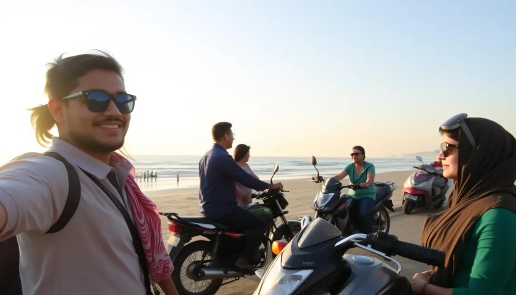 Tourists enjoying a perfect day in Kuakata with activities at the beach and cultural sites