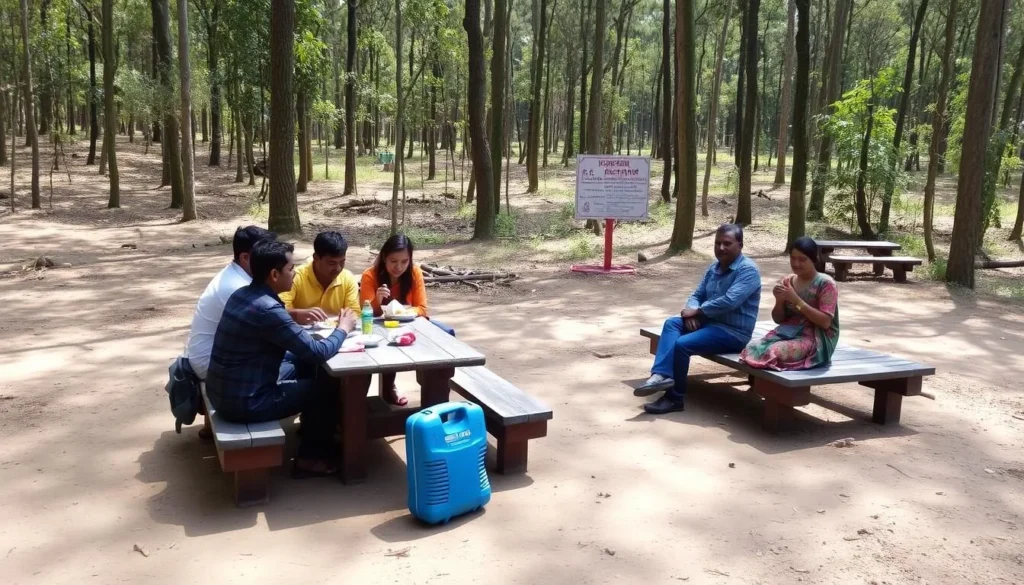 Tourists enjoying a picnic at a designated rest area in Himchari National Park Tourists enjoying a picnic at a designated rest area in Himchari National Park