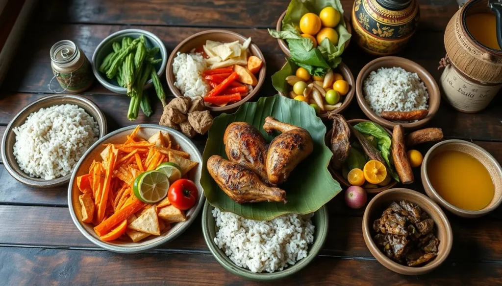 Traditional Cordilleran food from the Chico Island region including Pinikpikan chicken Traditional Cordilleran food from the Chico Island region including Pinikpikan chicken