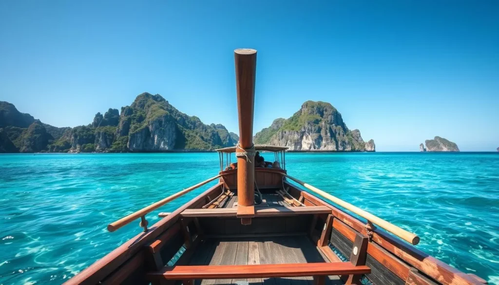 Traditional Filipino bangka boat on crystal clear water during an island hopping tour, one of the best things to do in El Nido, Philippines Traditional Filipino bangka boat on crystal clear water during an island hopping tour, one of the best things to do in El Nido, Philippines