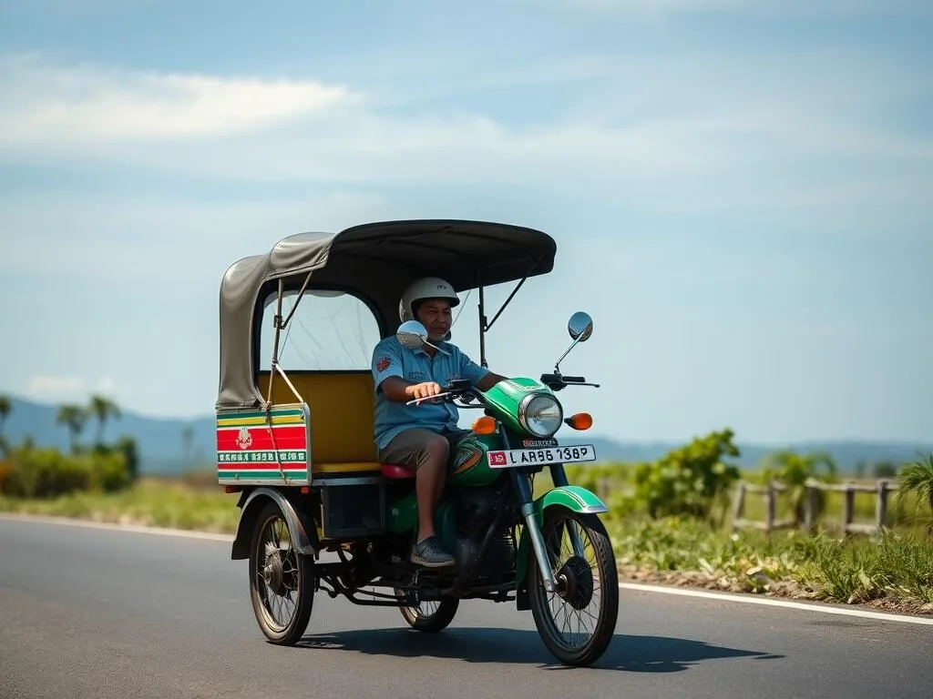 Traditional Filipino tricycle transportation on Poro Island