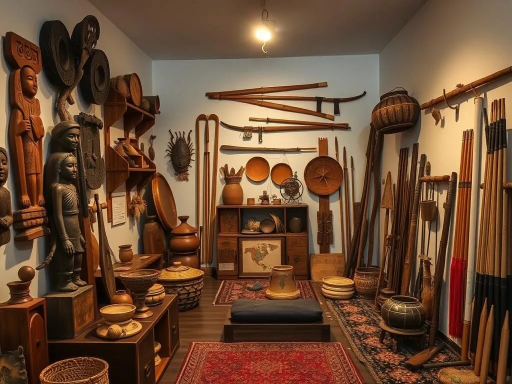 Traditional Igorot artifacts displayed in the Ganduyan Museum in Sagada