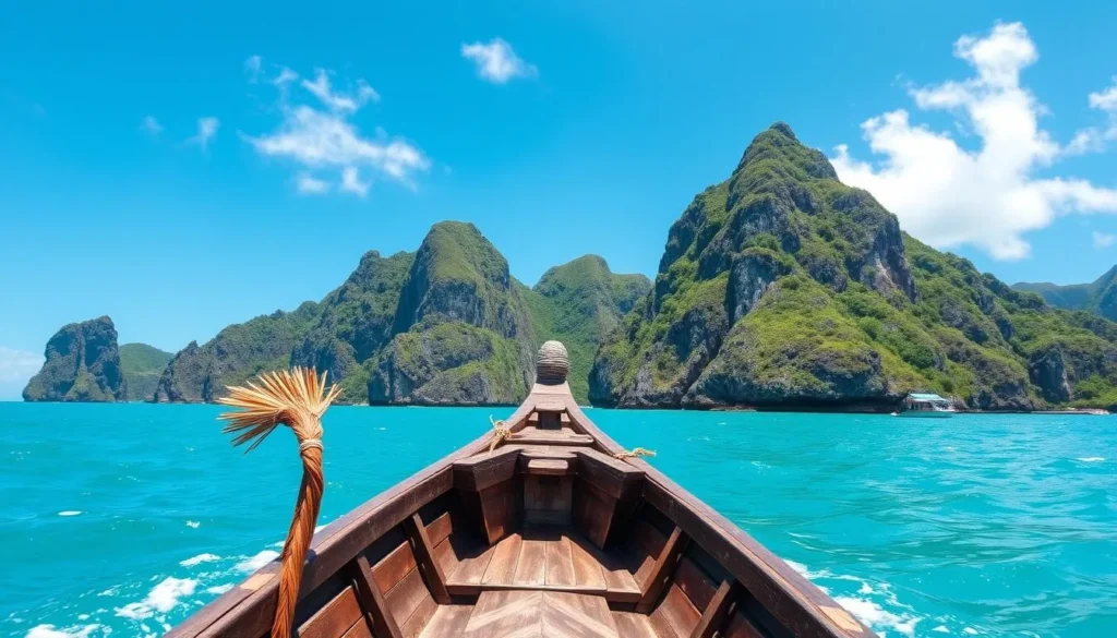 Traditional Ivatan falowa boat approaching Sabtang Island