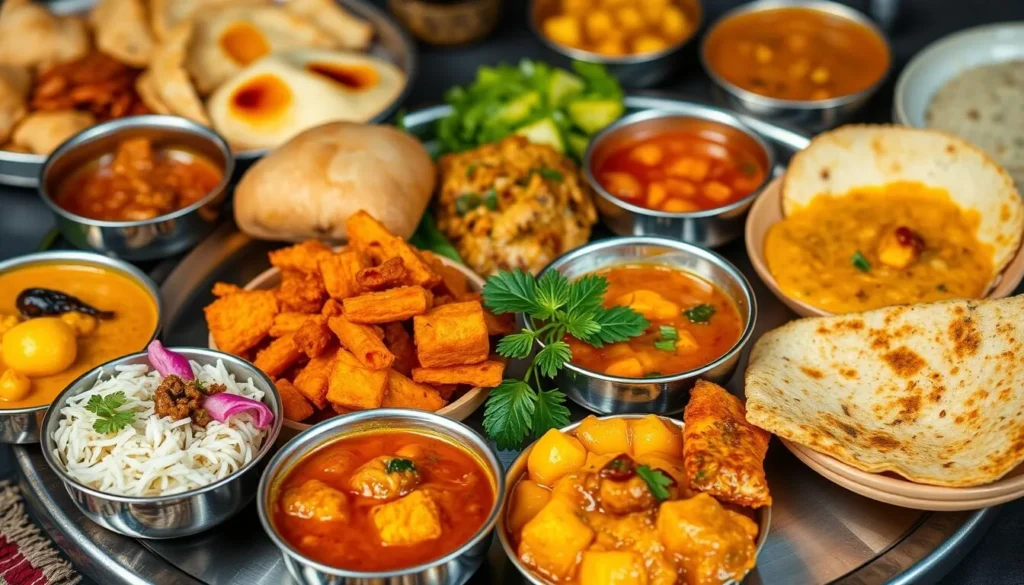 Traditional Maharashtrian thali with various dishes including misal pav, puran poli, and other local specialties Traditional Maharashtrian thali with various dishes including misal pav, puran poli, and other local specialties